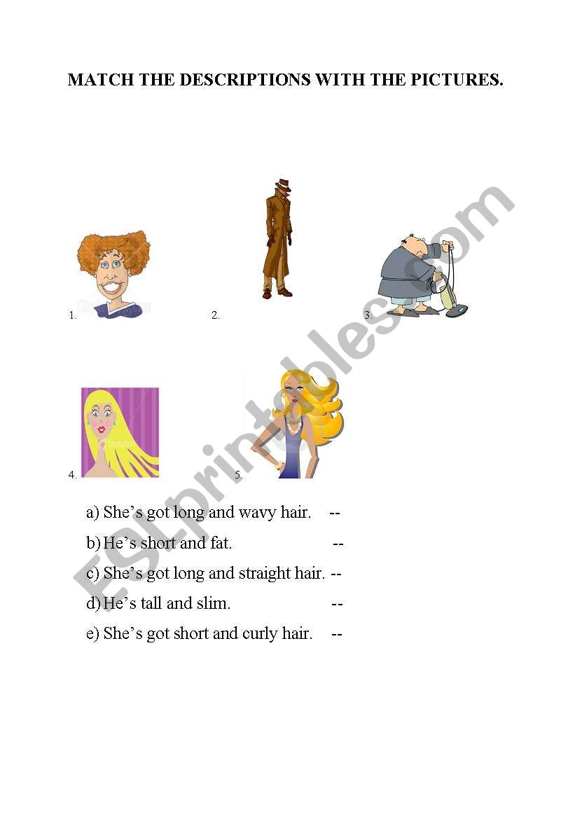Physical Appearance worksheet