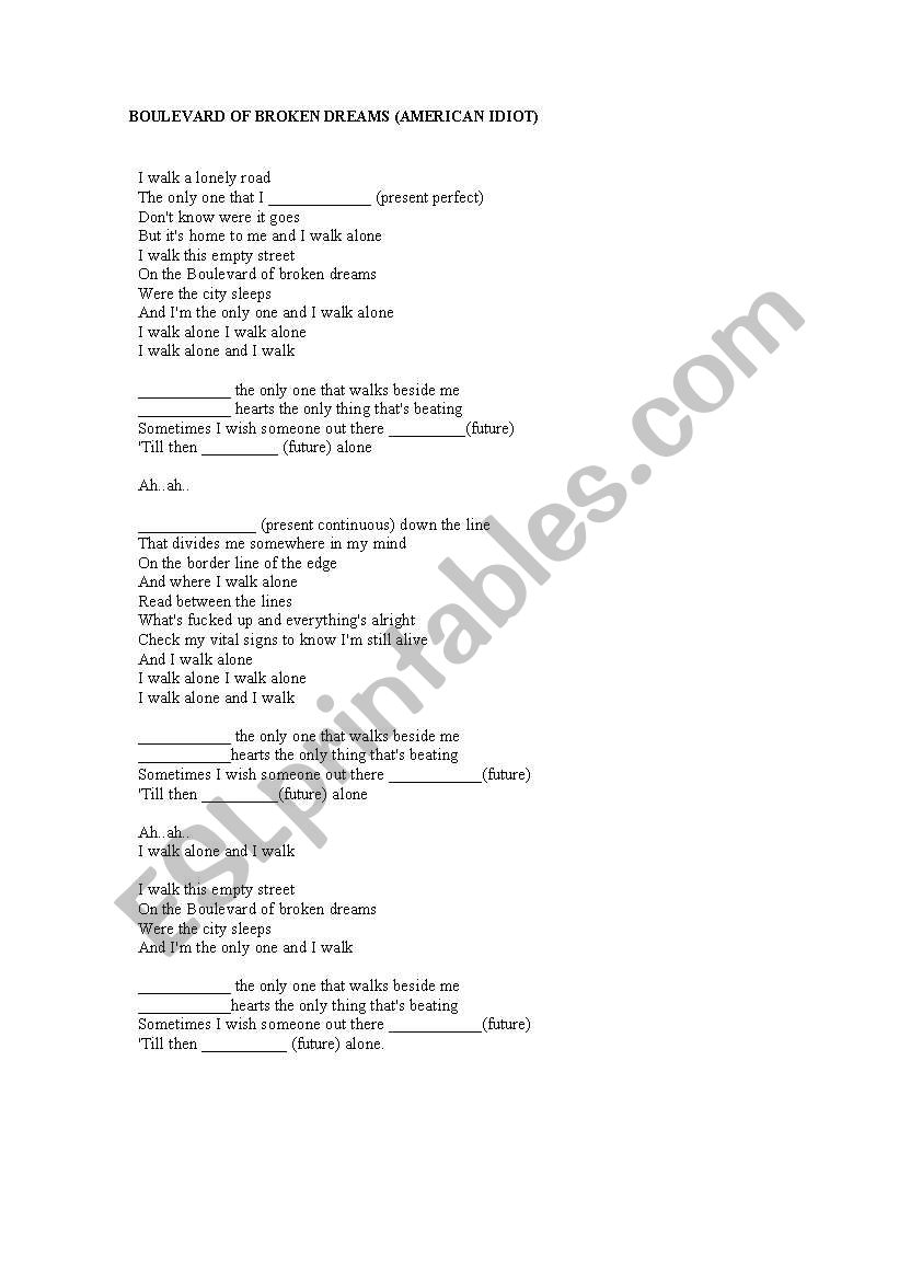 BOULEVARD OF BROKEN DREAMS (Green Day)