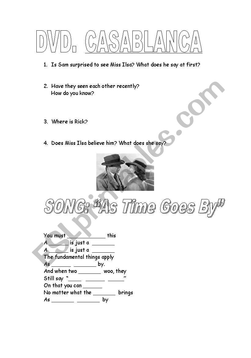 Casablanca movie worksheet