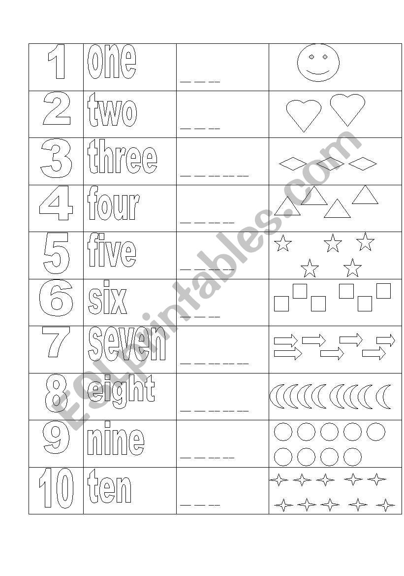 numbers 1-10 worksheet