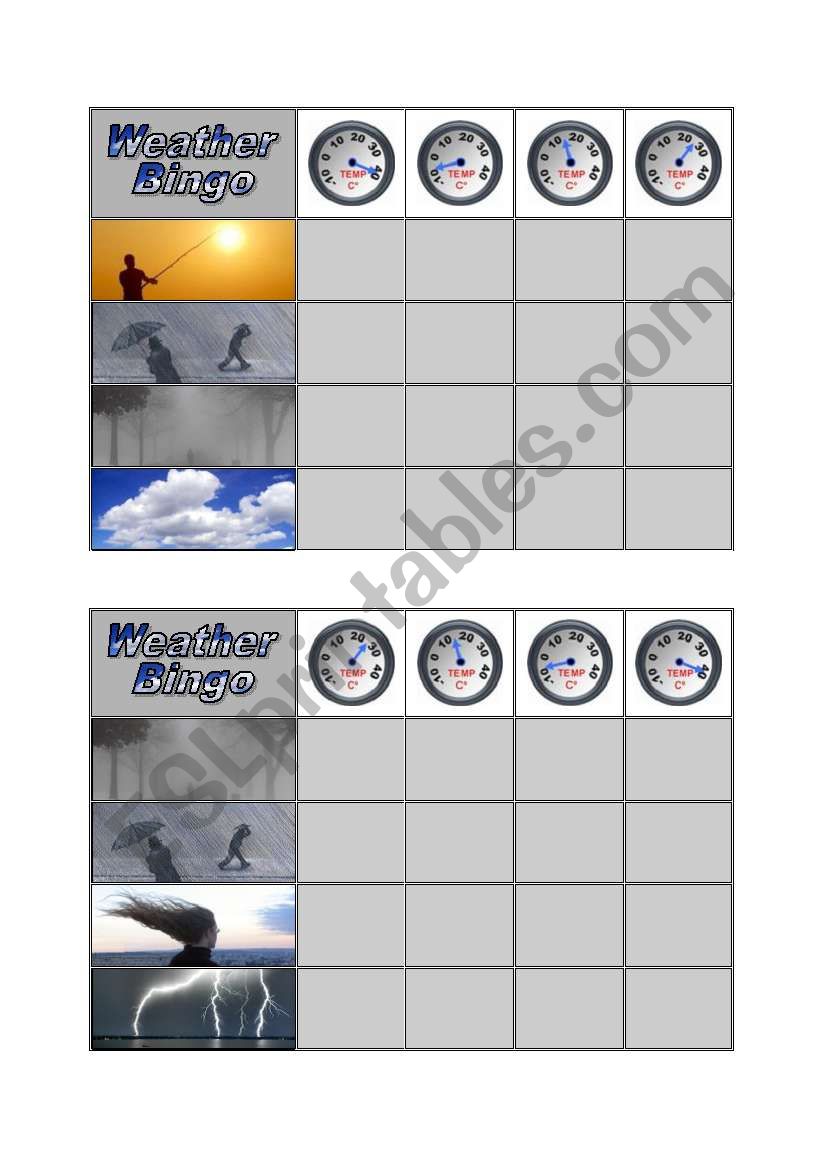 Weather Bingo - Part 2 of 3 worksheet