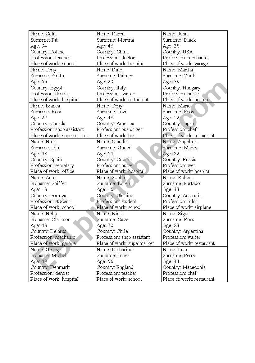 the world of work worksheet