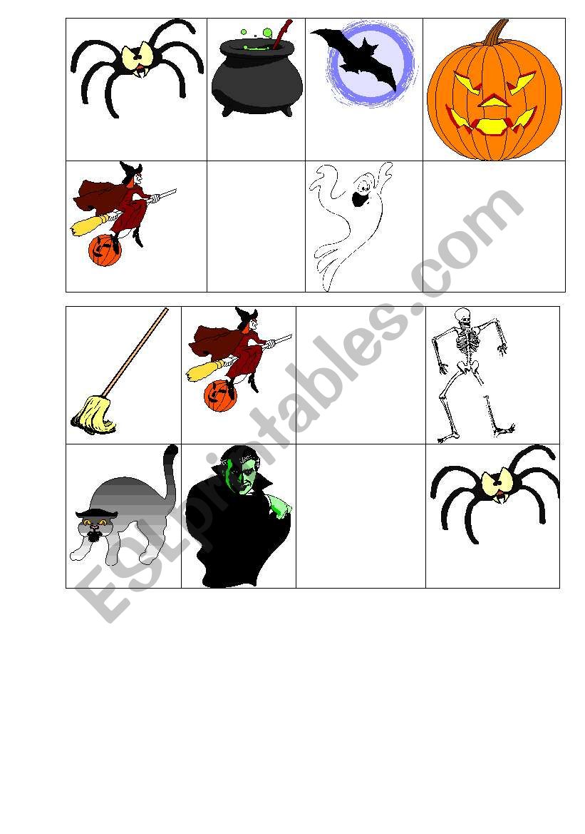 Halloween bingo worksheet