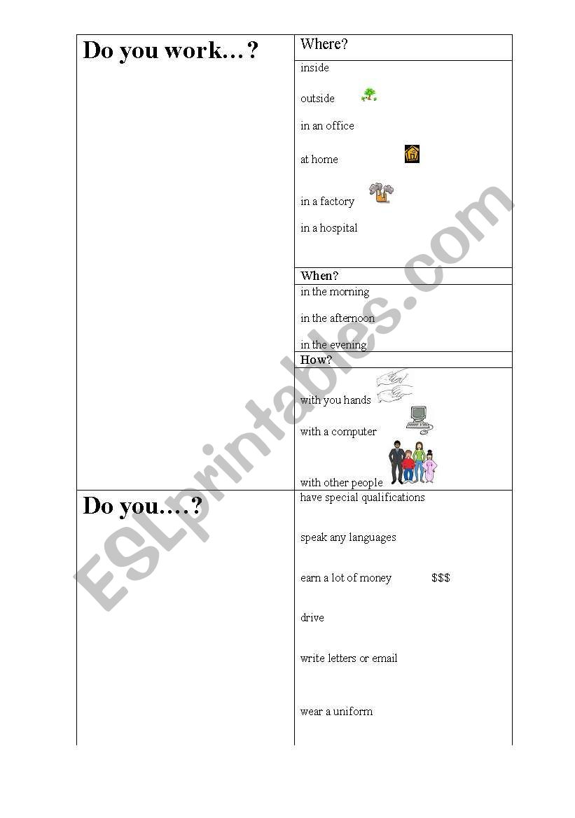 Describing Jobs worksheet