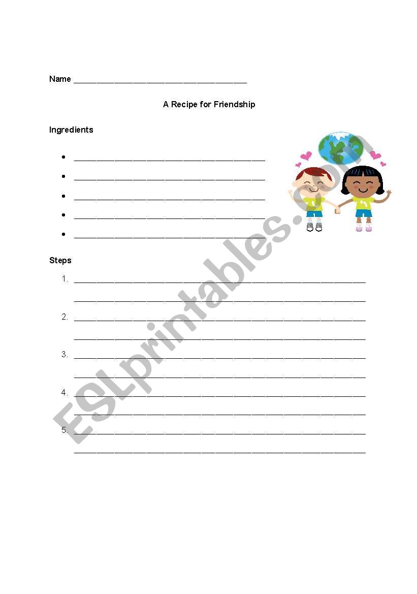 Recipe for Friendship Graphic Organizer