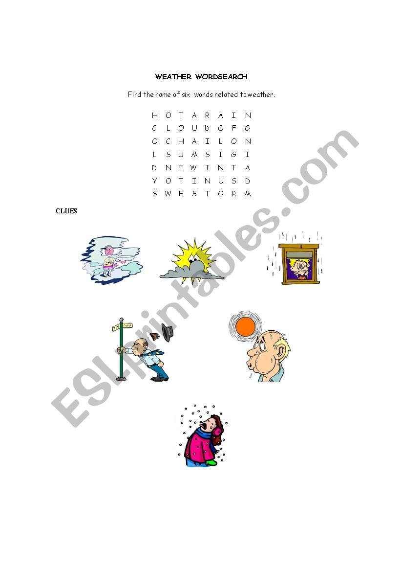 WEATHER WORDSEARCH worksheet