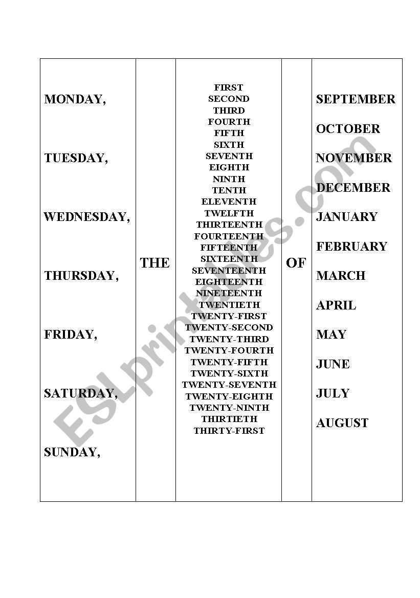 DATE worksheet