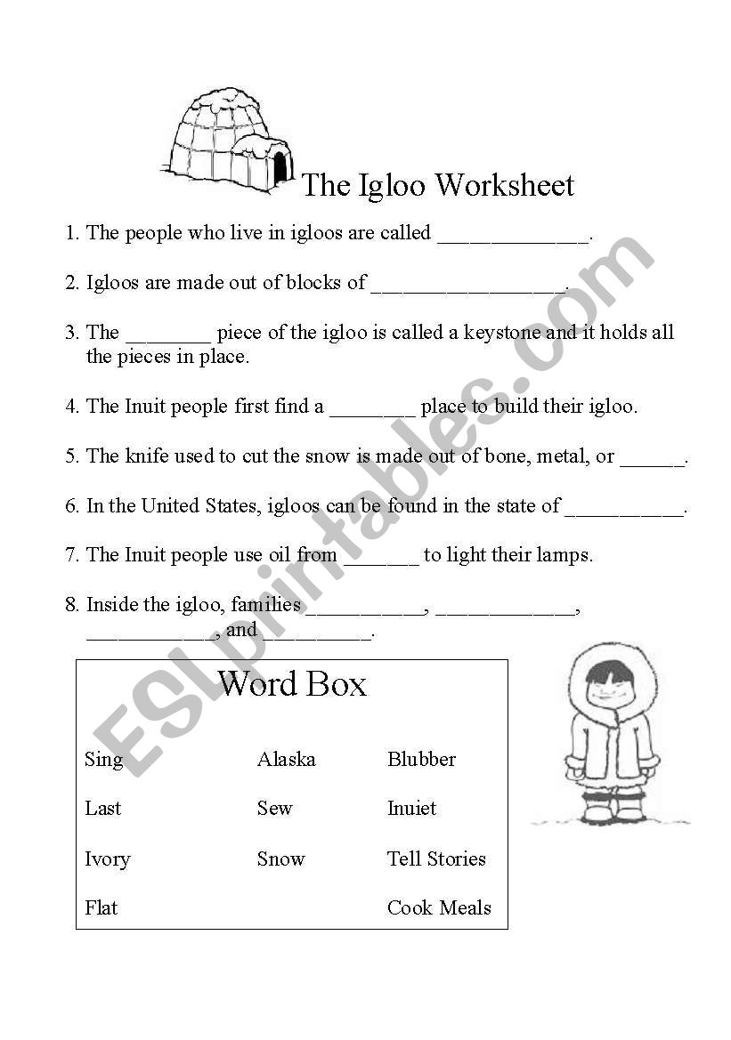Igloo Worksheet worksheet