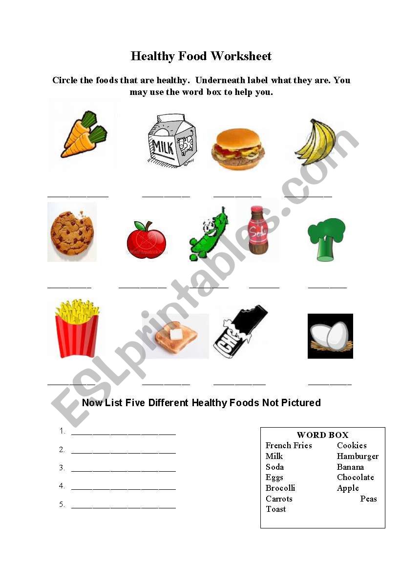 Healthy Foods worksheet