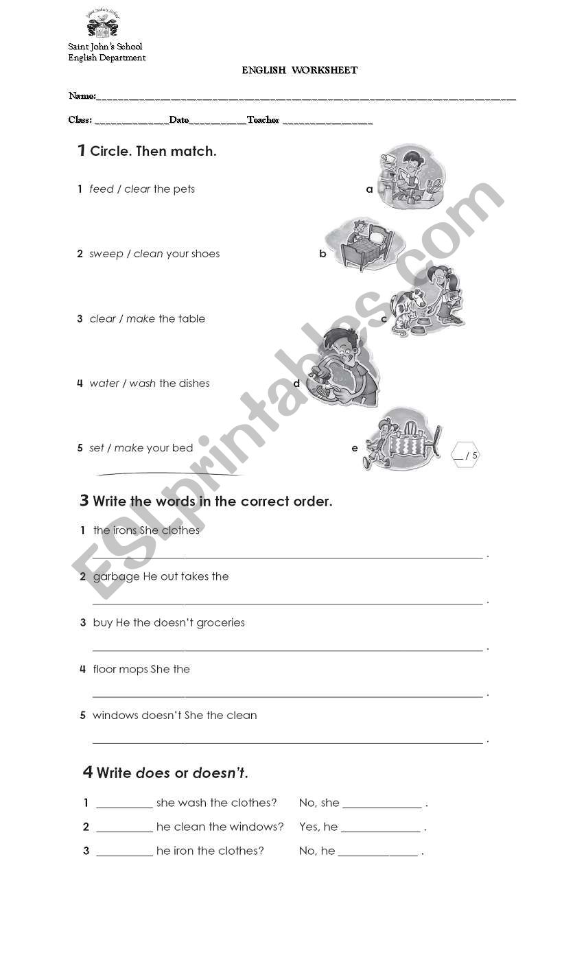 chores worksheet