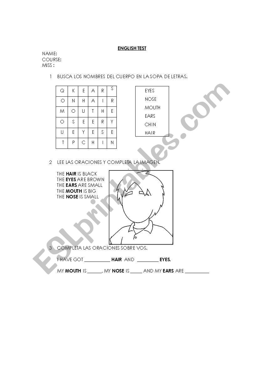 Parts of the body 2 worksheet