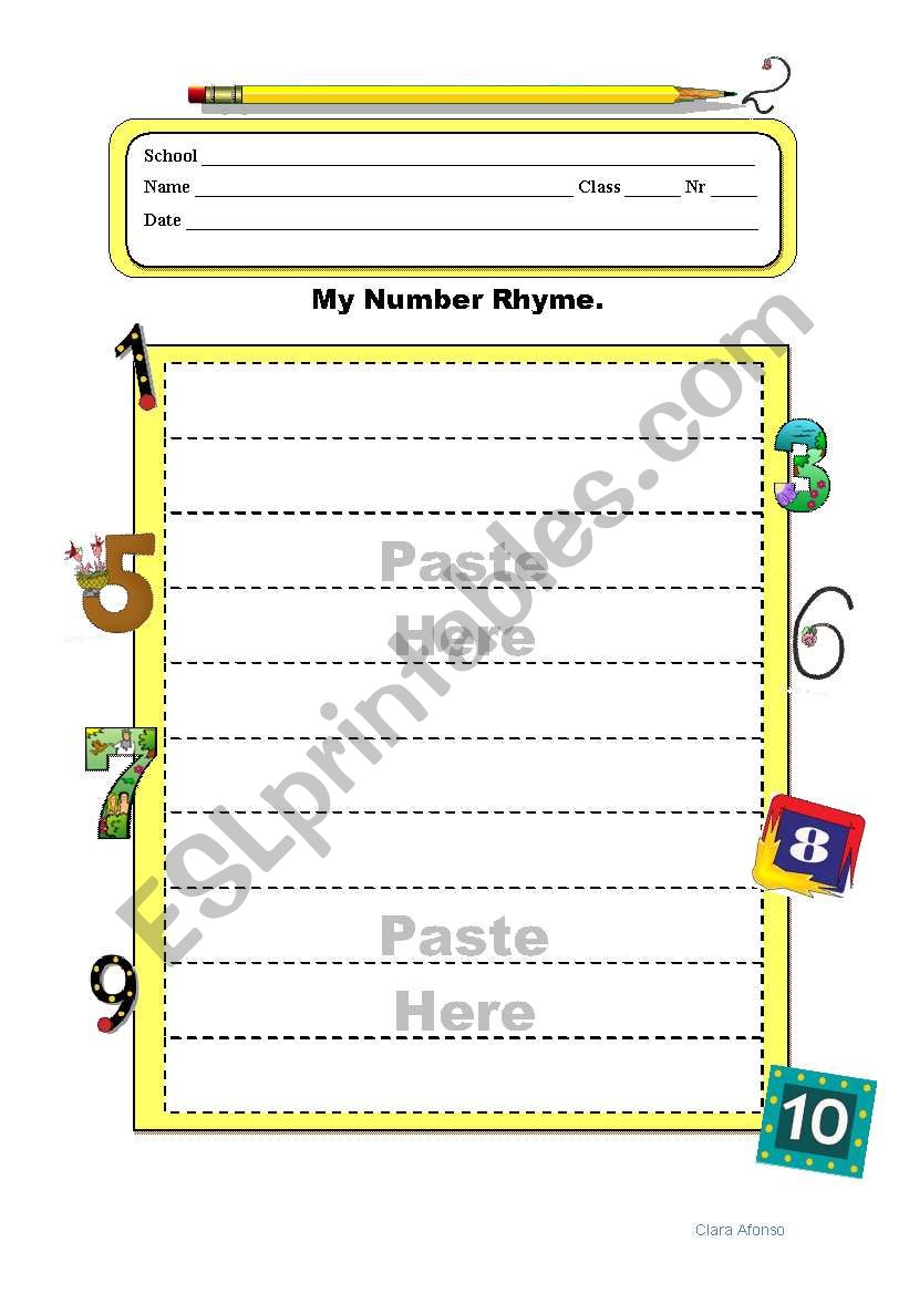 A number rhyme worksheet