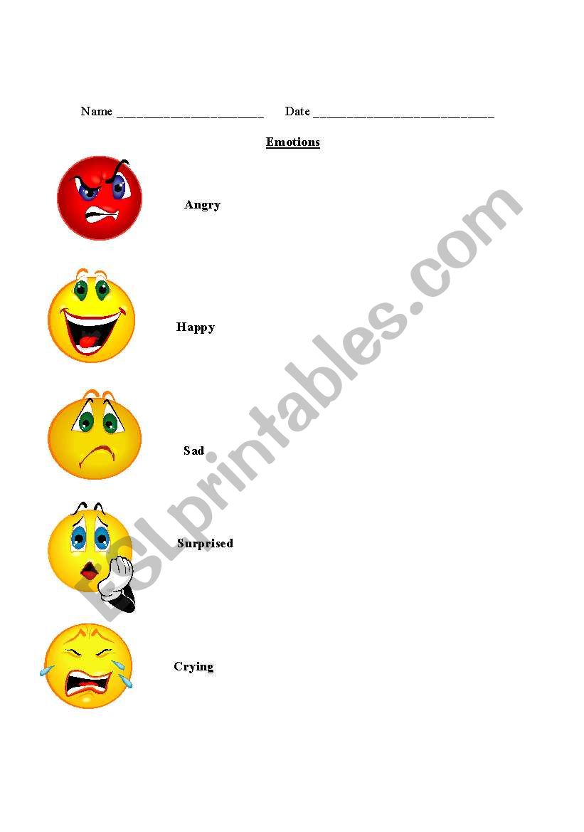 Emotions worksheet