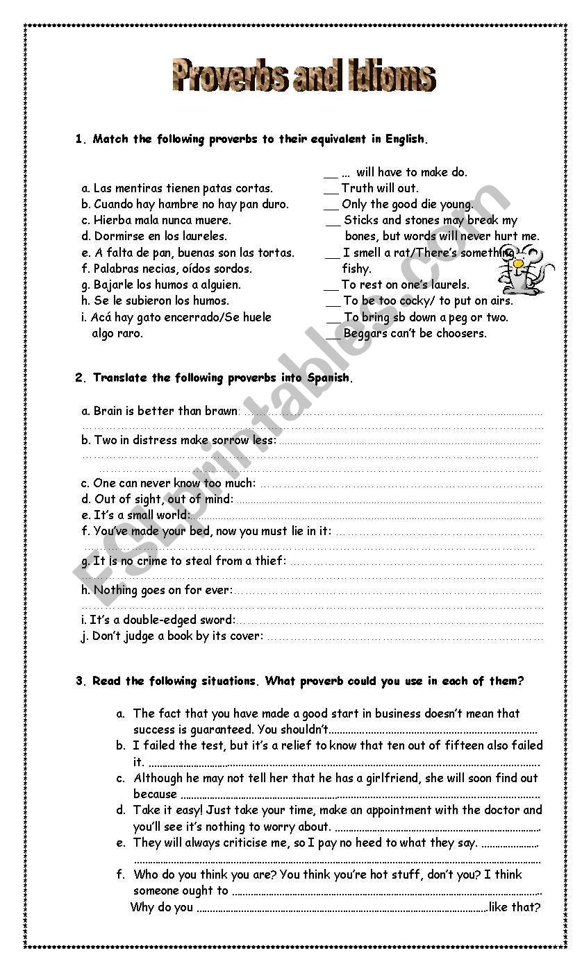 proverbs worksheet