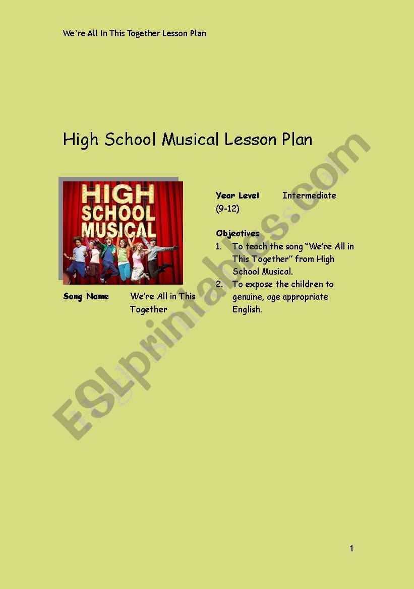 High School Musical Listening Activity