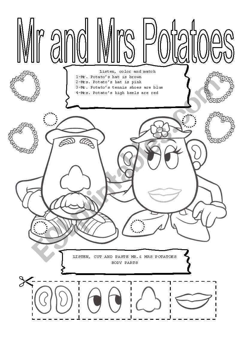 MR AND MRS POTATOES worksheet