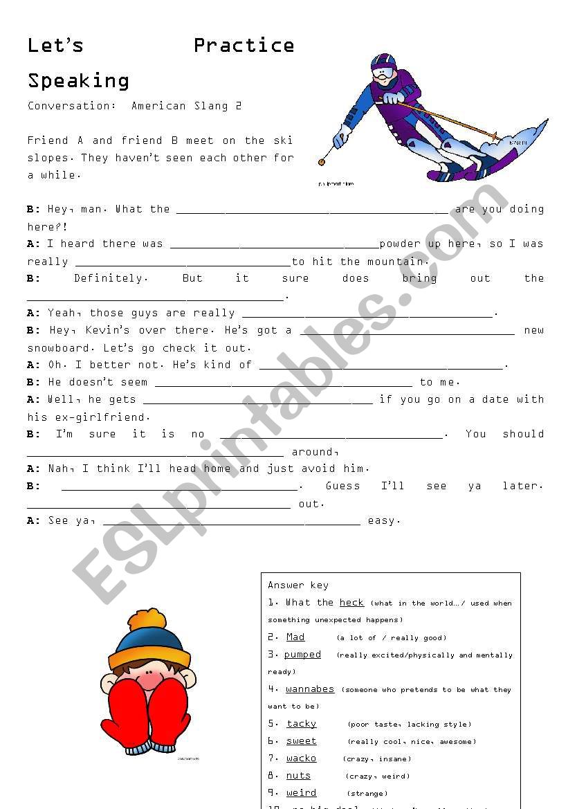 American slang dialogue 2 worksheet