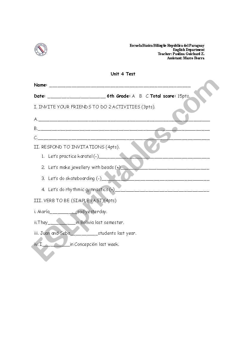 Test worksheet