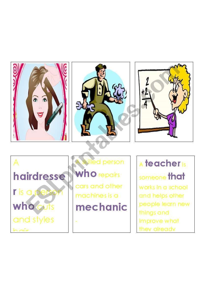 Jobs and Relative Clauses Memory Game 8. 