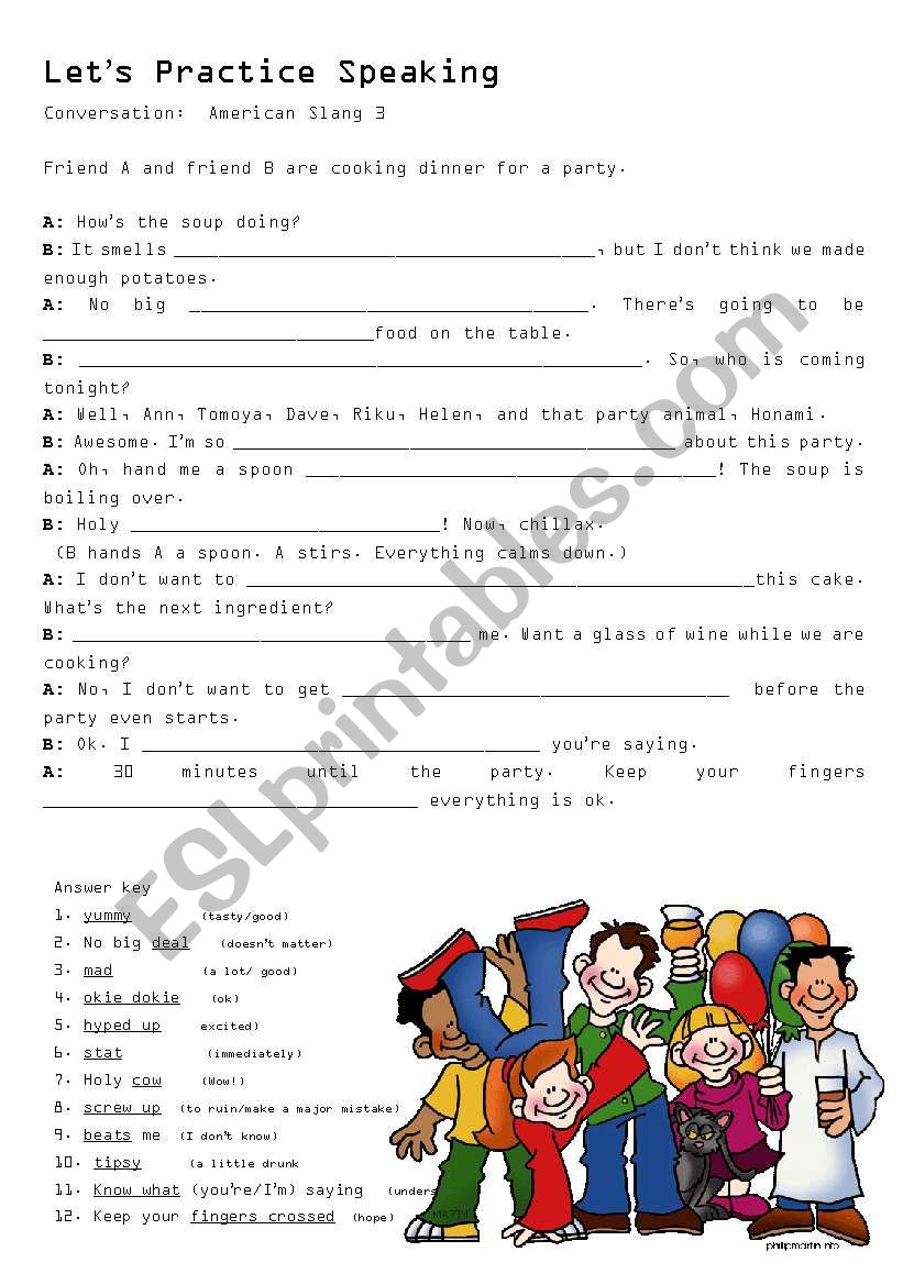 American slang dialogue 3 worksheet
