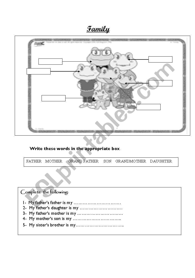 Family worksheet