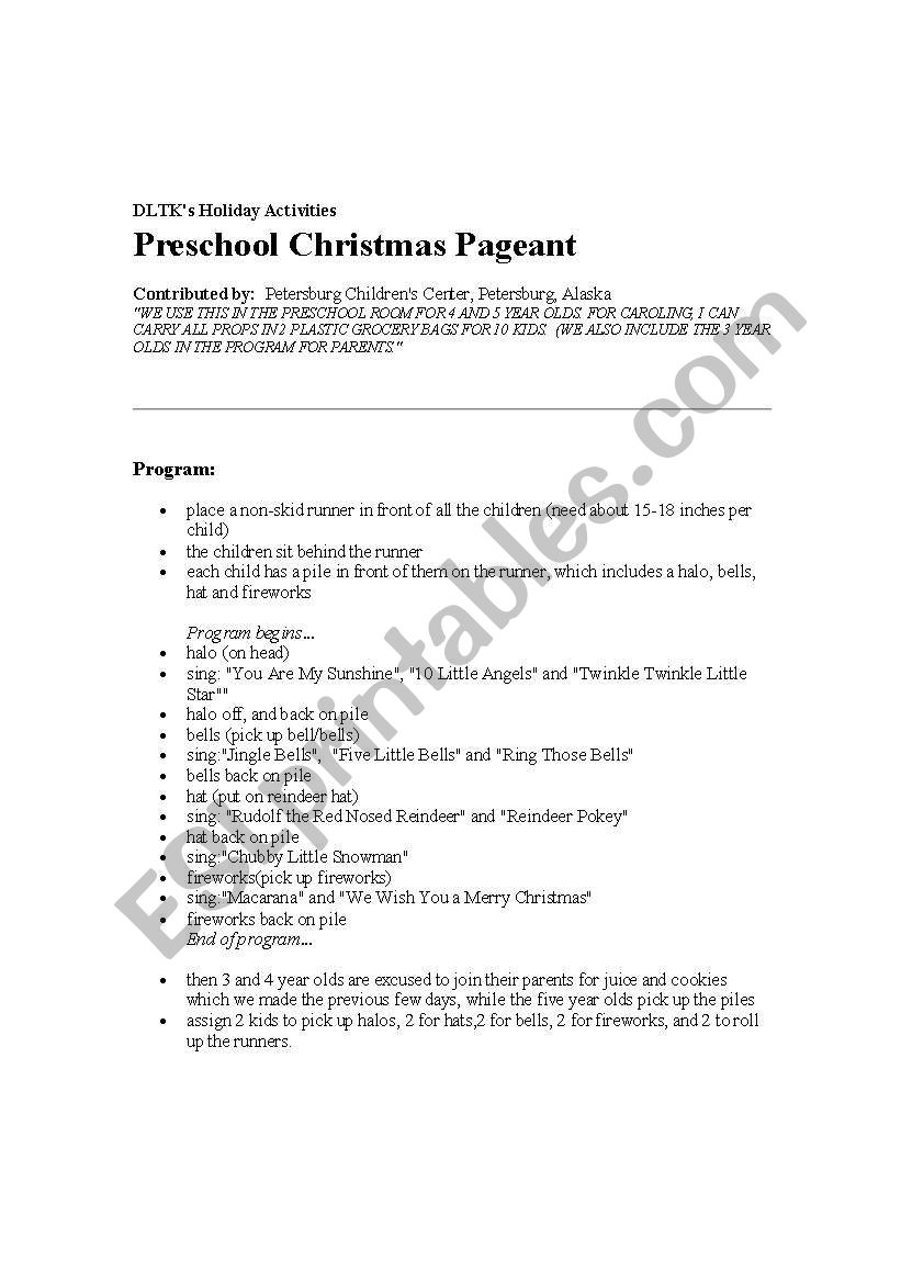 christmas  play worksheet