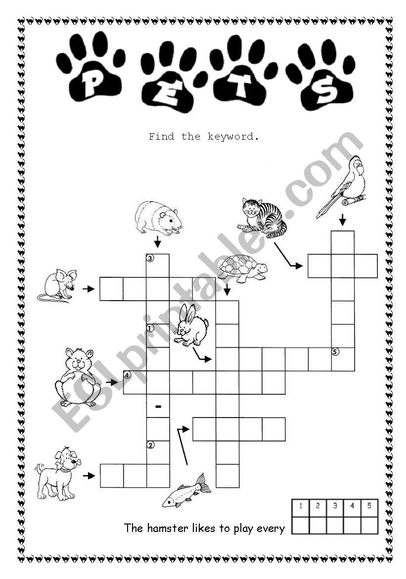 Crosswordpuzzle with riddle - PETS