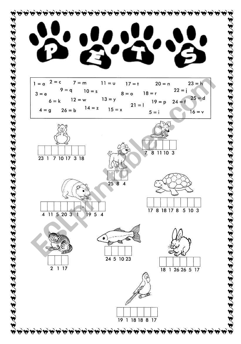 Pets - Find the words  worksheet