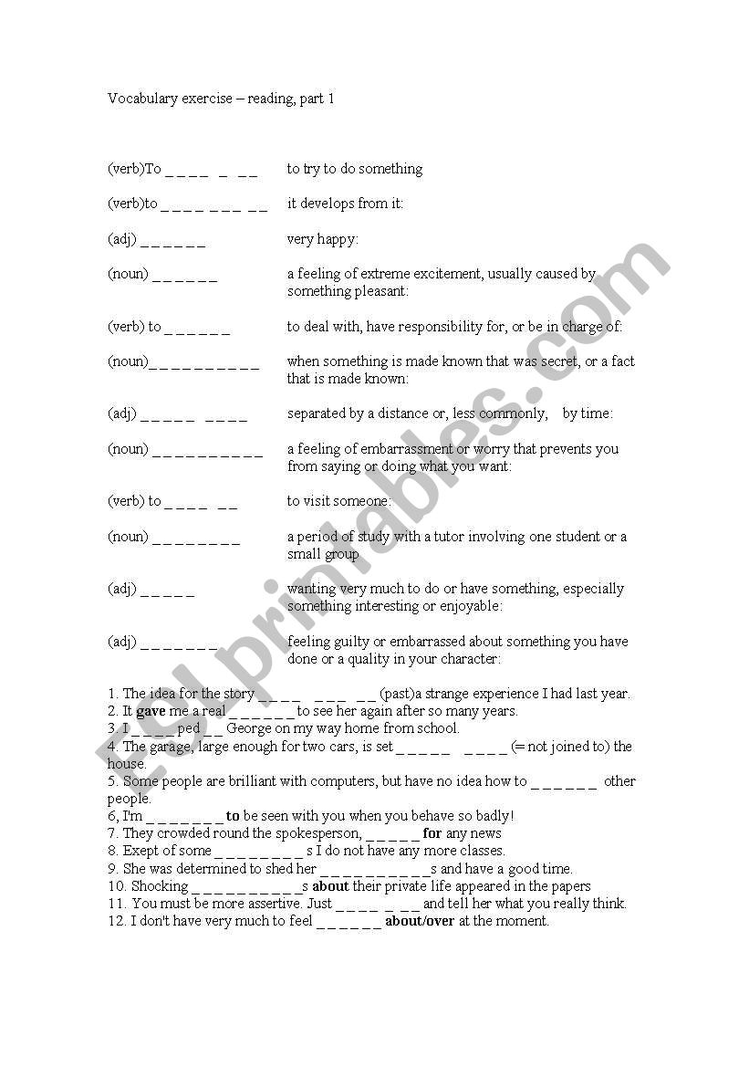 vocb. exercise worksheet