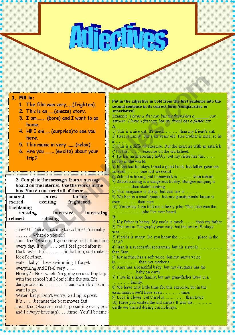 adjectives worksheet