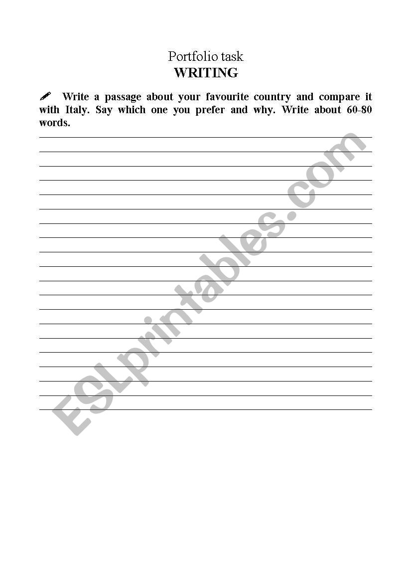 A  writing exercise worksheet