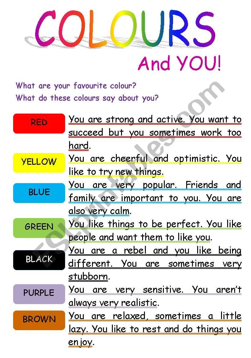 Colours worksheet