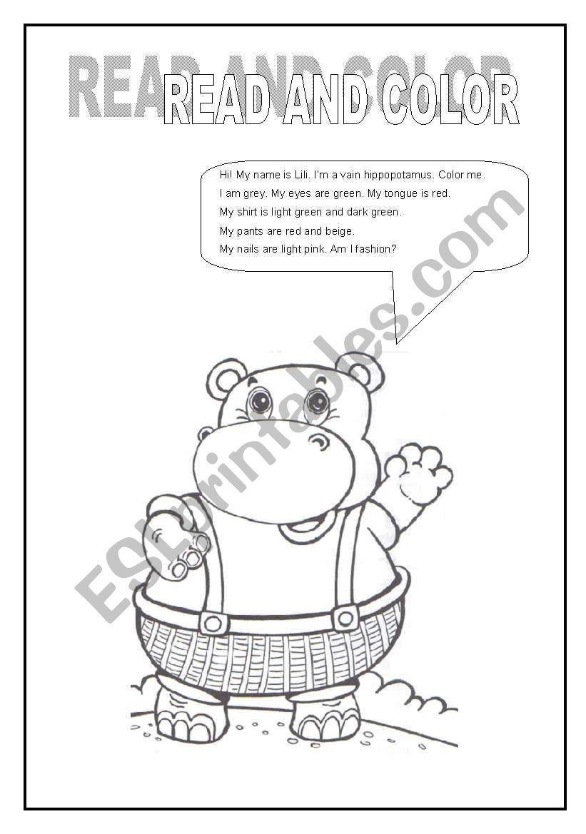 READ AND COLOR worksheet