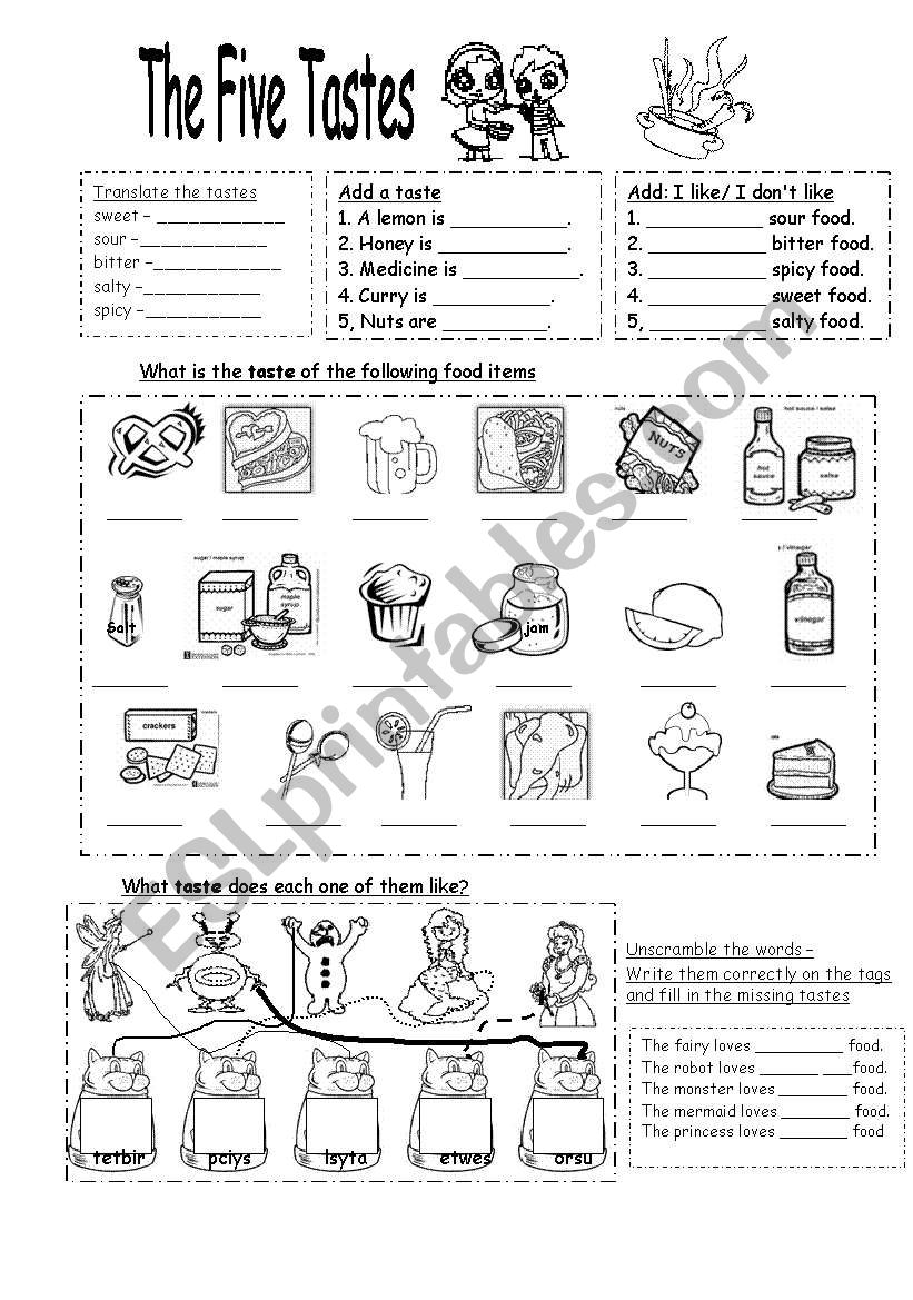 The Five Tastes worksheet