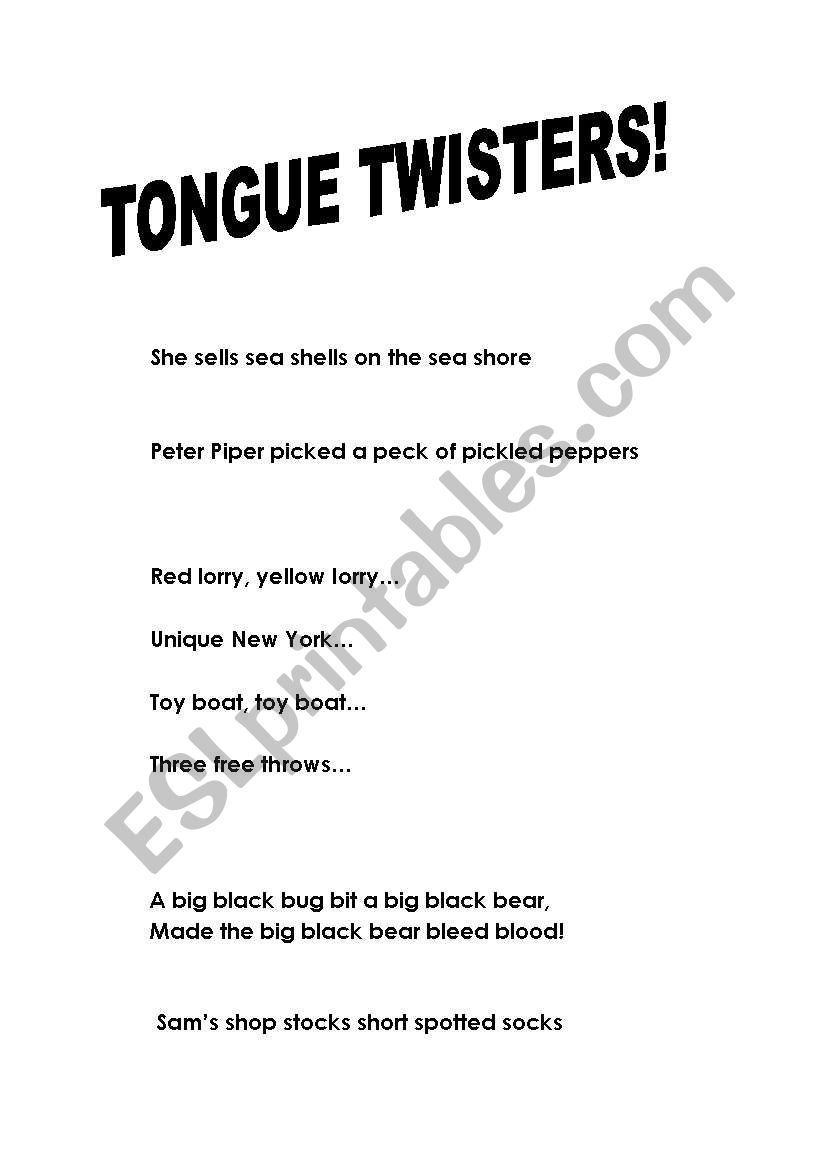 Tongue Twisters worksheet