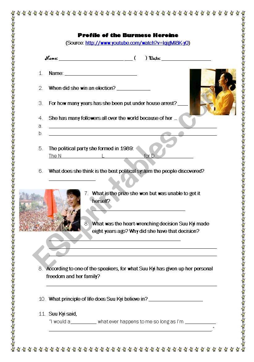 Aung San Suu Kyi (Part 1) - Answer key included