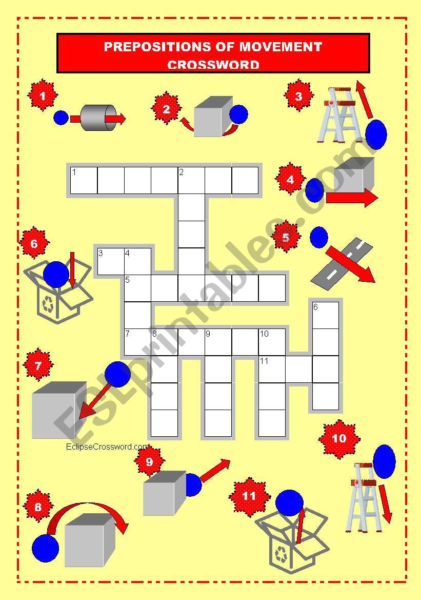 PREPOSITIONS OF MOVEMENT CROSSWORD