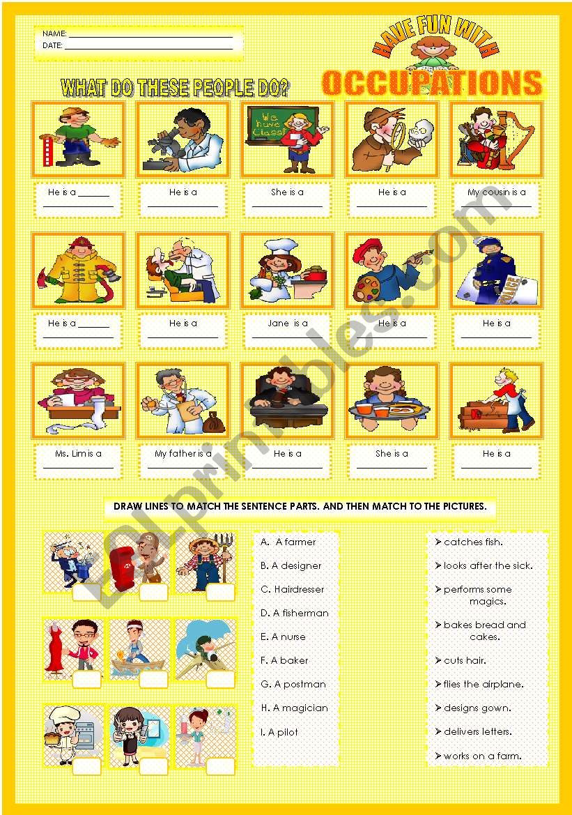 FUN WITH OCCUPATIONS worksheet
