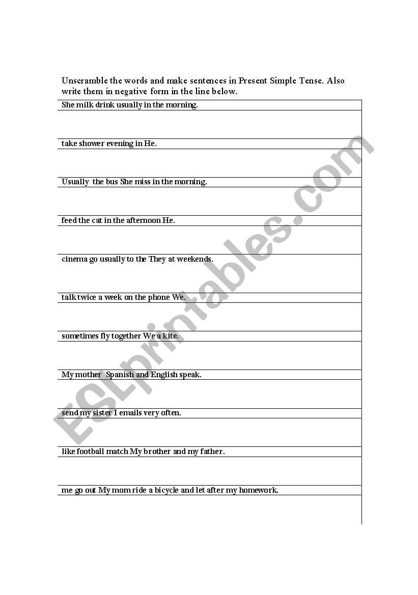 Present Simple worksheet