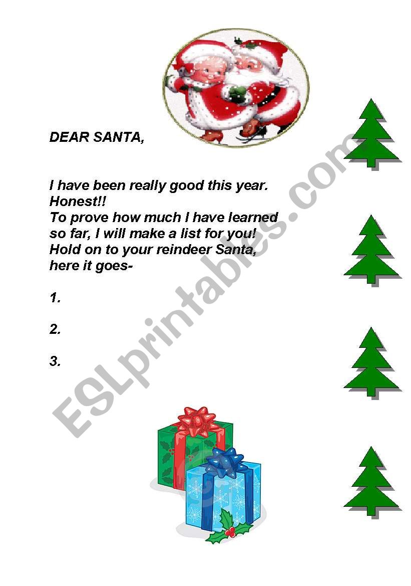 DEAR SANTA worksheet