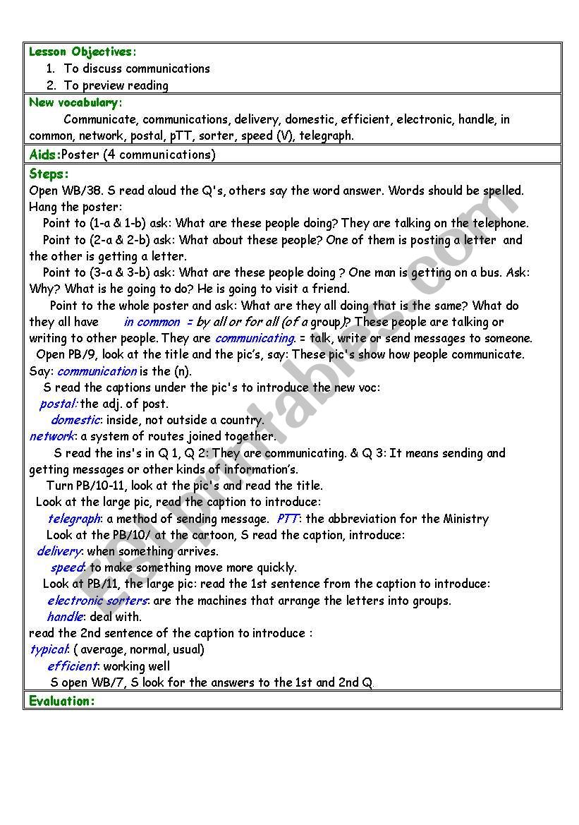 lesson plan to discuss communication 