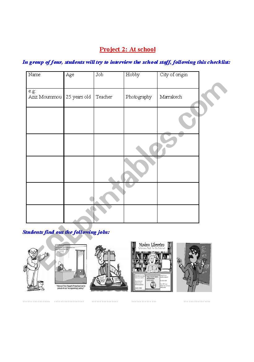 Project work worksheet