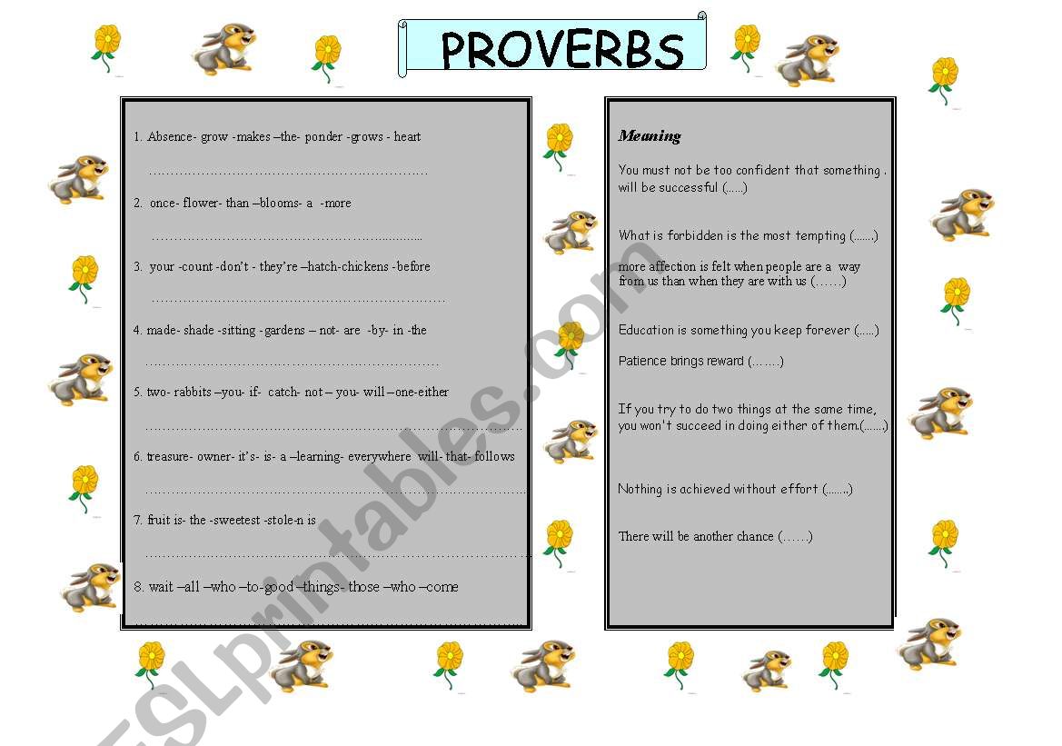 unscramble the proverbs worksheet
