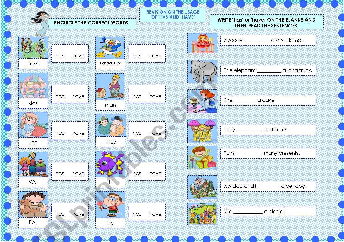 REVISION ON THE USAGE OF HAS AND HAVE