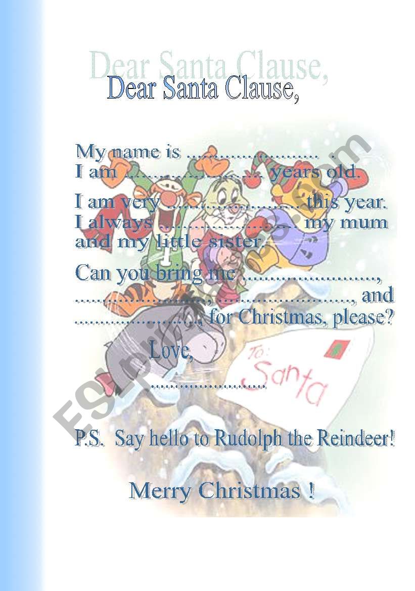 A letter to Santa worksheet