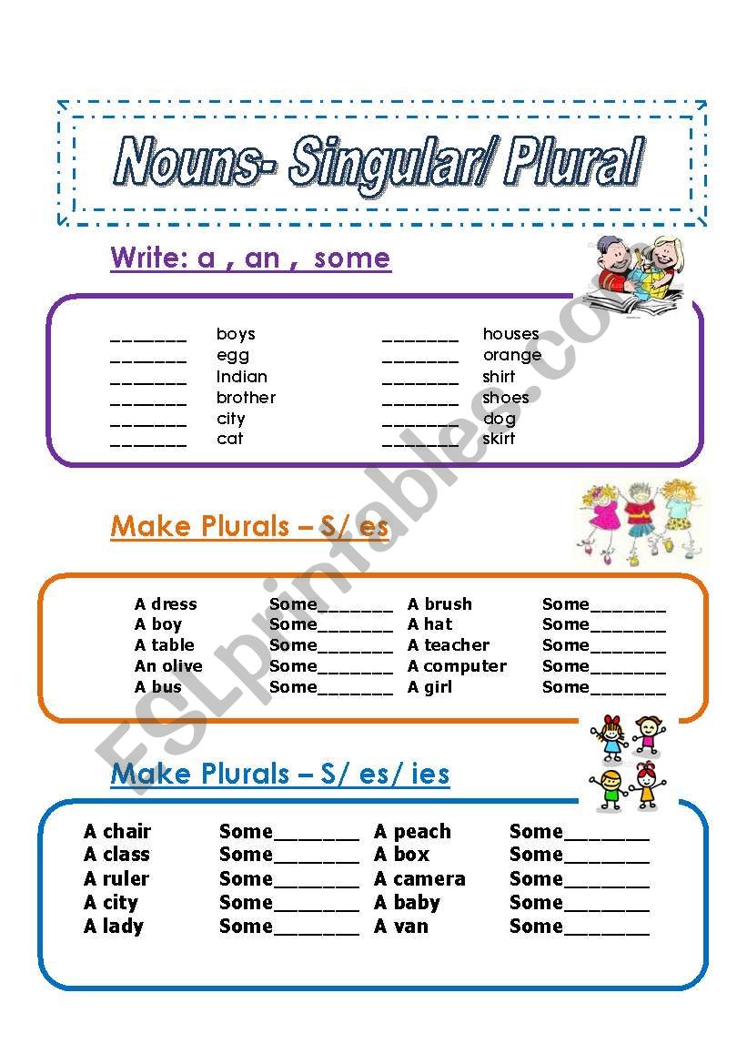 NOUNS 3 Pages worksheet