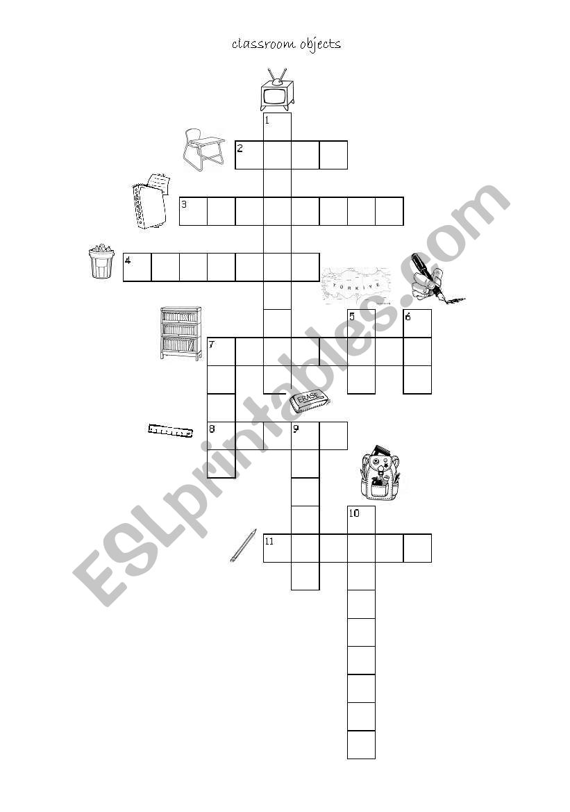 classroom objects puzzle worksheet