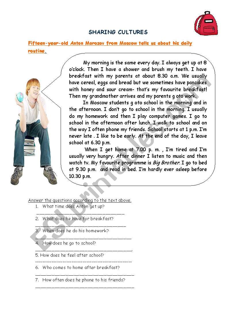 s. present reading worksheet