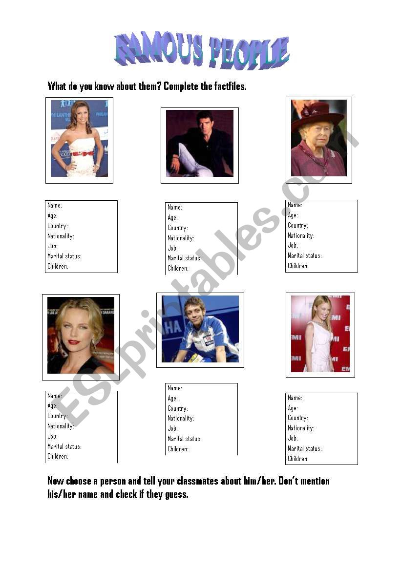 Famous people worksheet