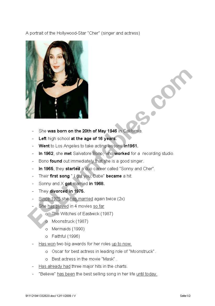 Biography of a star worksheet